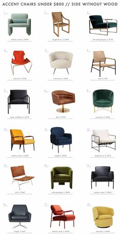 the different types of chairs and couches