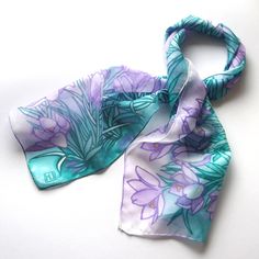 Crocus scarf is a hand painted silk accessory in purple and violet colors for Mother's Day or fourth anniversary gift. Size: 49 by 11 inches Silk: pure silk Habotai Light, semi transparent and a bit glossyThe pattern is visible equally on both sides, it is semi translucent and a bit glossy. Made to order in 3 days! I can gift-wrap it for you, add a personalized note or a gift box. To every of my scarfs I am attaching a card with my name, date of painting and scarf name and the second card with c Elegant Hand Dyed Scarf As Gift, Artistic Hand Painted Scarves For Gifts, Silk Hand Painted Scarves As Gifts, Multicolor Hand Dyed Scarves As Gift, Hand Painted Silk Scarves For Gifts, Hand Dyed Scarves For Gifts, Elegant Hand Dyed Scarves For Gifts, Hand Painted Silk Scarves For Gift, Handmade Purple Scarves As Gifts