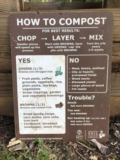 a sign on the ground explaining how to compost