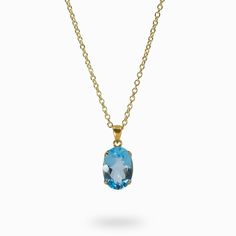 Faceted Oval 14 yellow gold vermeil Blue Topaz necklace Laws Of Attraction, Blue Topaz Necklace, Topaz Necklace, Throat Chakra, Chain Pendants, Cable Chain, Gold Vermeil, Blue Topaz, True Love