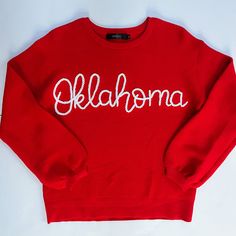 Be ready for game day or just show some school spirit with a hand embroidered collegiate sweater! These can be done in classic school colors or with any available color combination of your choosing. Just choose your colors in the personalization field during checkout.  If you don't see exact colors for your university, please message me, I would love to source something for you!  Yarns are 100% cotton and sweaters are 100% cotton or an acrylic blend based on selection. Sweaters have an oversized Hand Embroidered Sweater, Sweater Pumpkins, Toddler Sweater, Waffle Knit Sweater, Embroidered Sweater, Embroidered Tshirt, School Colors, White Embroidery, Chunky Sweater