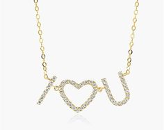 14K Yellow Gold I Heart You Necklace. Say the three most important words in the most brilliant way with this shining, shimmering necklace. This meaningful and charming necklace makes the perfect gift! aka Diamond Necklaces Word Jewelry, Word Necklace, Bday Gifts, Preppy Jewelry, Jewelry Words, Diamond Necklaces, James Allen, Preppy Outfits, Thank You Gifts