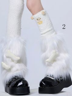 The price is for a pair of leg warmers only, others are not included. White Harajuku Socks For Winter, White Harajuku Style Winter Socks, Harajuku Style White Leg Warmers For Fall, Harajuku Style Stretch Leg Warmers For Winter, Trendy White Socks For Winter, Trendy White Winter Socks, White Harajuku Knee-high Socks For Winter, Trendy Mid-calf Winter Socks, Harajuku Style Leg Warmers For Fall