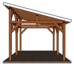 an image of a wooden gazebo on the ground