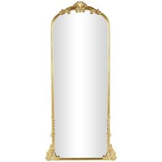 an ornate gold framed mirror on a white background