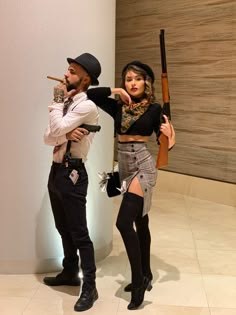 Bonnie And Clyde Couple’s halloween costume Boyfriend and girlfriend costume Original halloween costume Bonnie And Clyde Costume, Bonnie And Clyde Halloween, Bonnie And Clyde Halloween Costume, Original Halloween Costumes, Couples Halloween Costumes