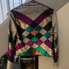 Blank Nyc Multi Colored Sequin Trophy Jacket Size Xs Never Worn Excellent Condition Perfect To Layer Over Vintage T & Jeans Or Dress Up Metallic Long Sleeve Outerwear For Party Season, Metallic Long Sleeve Blazer For Fall, Glamorous Metallic Long Sleeve Outerwear, Winter Long Sleeve Metallic Blazer, Winter Metallic Long Sleeve Blazer, Metallic Long Sleeve Winter Blazer, Glamorous Metallic Long Sleeve Blazer, Glamorous Long Sleeve Metallic Blazer, Multicolor Winter Party Blazer