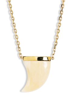 Sharpen your stack with this bold horn pendant necklace. Spring-ring closure Goldtone plate/buffalo horn/buffalo bone Imported Horn Pendant Necklace, Wedding Engagement Gifts, Horn Pendant, Walker Shoes, Mens Eyewear, Designer Clothes For Men, Watch Necklace, Toddler Girl Outfits, Autumn Fashion Women