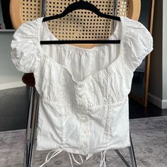 Reposhing This Item I Purchased From @Audreyy25. Loved It, But Ready To Rotate For Something New. Questions? Leave A Comment Below! White Summer Blouse, White Short Sleeve Blouse, Summer Blouse, Summer Blouses, Puff Sleeve Blouse, Pajama Shirt, White Short, White Summer, Fit N Flare Dress