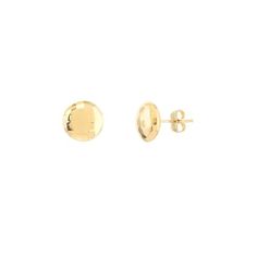 14K Yellow Gold Mirror Finish Button Stud Earrings - Women. Stud earrings exude a classy and sophisticated prescence, yet are so simple and timeless. Desirable and versatile these earrings can worn with any outfit, from a casual day at the office to a formal black-tie event. Their 14 karat gold brilliance will leave onlookers in awe. Our stud earrings are made with the buyer in mind. Fitted with a post and butterfly backing for a secure fit. Size: one size.  Gender: female.  Age Group: adult. Classic Polished Earrings For Anniversary, Classic Polished Finish Earrings For Anniversary, Classic Yellow Gold Polished Earrings, Classic Anniversary Earrings With Polished Finish, Classic Polished Yellow Gold Earrings, Classic Polished Finish Yellow Gold Earrings, Classic Earrings With Polished Finish, Elegant Domed Everyday Jewelry, Elegant Rounded Everyday Earrings