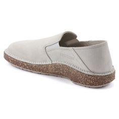 Callan Suede Leather Antique White | BIRKENSTOCK Modern Suede Slip-ons With Cushioned Footbed, Suede Slip-ons With Suede Lining And Closed Toe, Casual Swift Leather Slip-ons With Round Toe, Leather Slip-ons With Leather Footbed, Suede Slip-ons With Rubber Sole, Beige Slip-on Casual Leather Shoes, Comfortable Beige Slip-on Leather Shoes, Casual Beige Slip-on Leather Shoes, Beige Leather Slip-on Shoes With Leather Footbed