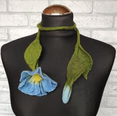 This is boho felted blue floral necklace made 100% Merino wool and fiber viscose. Length this minimalist lariat is 38 inches.This best gift birthday for girlfriend, wife, sister, mom. If you want a different color, write me. I sincerely please You to write me and ask. More felt lariat -necklaces here: https://www.etsy.com/shop/EmbroideredFeltGifts?ref=seller-platform-mcnav%C2%A7ion_id%C2%A7ion_id&section_id=31423647 and here: https://www.etsy.com/shop/EmbroideredFeltGifts?ref=seller-platform-mcn Felt Flower Necklace, Wool Jewelry, Wool Necklace, Felt Flower Bouquet, Textile Necklace, Felt Necklace, Felted Scarf, Art Scarves, Necklace Art