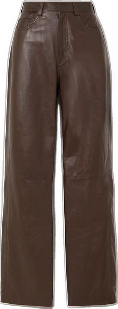 Brown Leather Work Pants With Pockets, Brown Wide Leg Leather Bottoms, Brown Straight Leather Pants, Brown Leather Pants For Workwear, Brown Leather Pants With Belt Loops For Work, Brown Leather Bottoms With Belt Loops, Leather Bottoms With Belt Loops In Brown, Brown Leather Pants With Straight Leg, Brown Leather Straight Pants