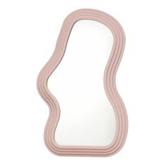 a pink mirror with curved edges on a white background