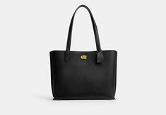 Willow Work Tote 38 | COACH Over Coats, Coach Willow, Polished Pebble, Backpack Charm, Work Tote, Large Wallet, Black Gift, New Handbags, Belt Bag