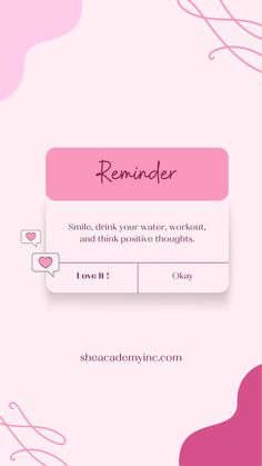 a pink background with the words reminder on it