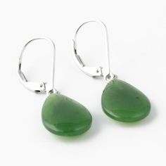 Beautiful Canadian Nephrite Jade Earrings. Jade measures approximately 15 x 10mm Available in Sterling Silver of Vermeil. Jade Charm, Tear Drop Earrings, Teardrop Dangle Earrings, Jade Bangle, Nephrite Jade, Jade Earrings, Jade Ring, Jade Bracelet, Jade Carving