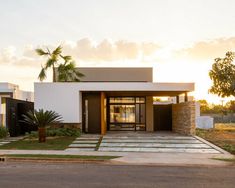 a modern house with an open front door