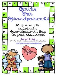 a poster with an image of two people and a heart in the middle, that says grits for grandparents