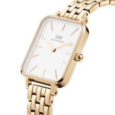 Quadro 5-Link - Women's gold watch with white dial| DW – Daniel Wellington Global Daniel Wellington Watch Women, Dw Watch, Daniel Wellington Men, Daniel Wellington Watch Men, Daniel Wellington Women, Philip Watch, Daniel Wellington Watch, Simple Watches, Gold Watches Women