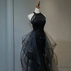 Lasaky - Black Evening Gown with Train for Hosts at Adult Parties Goth Gown, Sequin Evening Gowns, Black Evening Gown, Formal Parties, Princess Sleeves, Princess Skirt, Gala Events, Evening Gowns Formal, Wedding Dress Styles