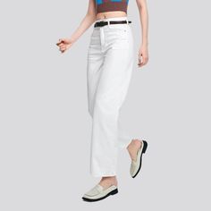 Elevate your wardrobe for the season ahead with our 2023 Spring-Summer Collection's stylish straight jeans for ladies! This vintage-inspired piece is crafted with a luxe denim material. perfect for that timeless. chic look. Featuring a high-waist. zipper and button closure. these Y2K-style jeans will have you stepping out in high style!Why You'll Love These Jeans Retro-Inspired: Step out in vintage-inspired style while still keeping your look fresh and current. High-Waist: These jeans feature a Straight Five Pockets Summer Pants, Trendy Straight Fit Bottoms For Summer, Trendy White Straight-leg Jeans, Summer Straight Pants With Five Pockets, Trendy Straight Fit Jeans, Classic Straight Fit Jeans For Summer, Chic Straight Fit Summer Bottoms, Straight Jeans For Summer, Classic High Waist Cropped Jeans For Spring