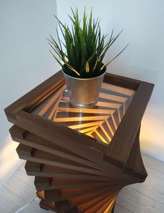 a potted plant sitting on top of a wooden table