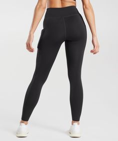 Gymshark Pocket Leggings - Black Sporty Yoga Pants With Side Pockets, High Stretch Activewear With Pockets For Training, High Stretch Activewear With Pockets For Running, Compression Activewear With Pockets, Functional Compression Activewear With Pockets, Sportswear Yoga Pants With Side Pockets For Gym, Sporty Yoga Activewear With Pockets, Yoga Activewear With Pockets, Functional Leggings With Contoured Waistband For Training