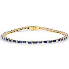 Clean and modern, this tennis bracelet is set with elegant blue sapphires. This is an excellent choice for someone looking to start a stunning arm stack or add some flair to a stack they already have. Available in 14k yellow, rose or yellow gold 2.73ctw sapphires 6.5" long By Eriness Unique Engagement Rings Rose Gold, Vintage Engagement Rings Art Deco, Wedding Bracelets, Birthday Bracelet, Jewelry Blue, Wedding Jewelry Bracelets, Minimalist Bracelet, Rings Cool, Natural Blue Sapphire