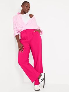 Extra High-Waisted Taylor Trouser Straight Pants | Old Navy Pink Pants Outfit, Striped Pant, Trouser Suit, Black Wide Leg Pants, Pixie Pants, Professional Wear, Tall Pants, Knit Leggings, Ankle Leggings