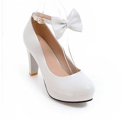 Heels:Approx 9cm Platform:Approx 2cm Upper Material:Pu Leather Outsole:Rubber If your foot is a little wide and fat, we suggest you choose 1 size larger, pls measure your foot length and choose a correct size. Thank you! Size Chart: Euro/CN 34 = foot length 21.5-22cm (Foot width=8-8.5cm) Euro/CN 35 = foot length 22-22.5cm (Foot width=8.5cm) Euro/CN 36 = foot length 22.5-23cm (Foot width=8.5-9cm Euro/CN 37 = foot length 23-23.5cm (Foot width=9cm) Euro/CN 38 = foot length 23.5-24m (Foot width=9-9.5cm) Euro/CN 39 = foot length 24-24.5cm (Foot width=9.5cm) Euro/CN 40 = foot length 24.5-25cm (Foot width=9.5-10cm) Euro/CN 41 = foot length 25-25.5cm (Foot width=10cm) Euro/CN 42 = foot length 25.5-26cm (Foot width=10-10.5cm) Euro/CN 43 = foot length 26-26.5cm (Foot width=10.5cm) Euro/CN 44 = foot White Synthetic Mary Jane Heels, Wedding Shoes With Bow And Round Toe, Cute White Block Heels, White Round Toe Court Shoes With Heel Strap, White Court Shoes With Heel Strap And Round Toe, White Feminine Heels With Round Toe, Feminine White Heels With Round Toe, White Round Toe Heels With Bow, Cute Low Heel White Heels