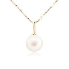 The Freshwater cultured pearl catches all the attention with its classic allure. This simple and versatile solitaire pendant is set in 14k yellow gold. Classic 14k Gold Pearl Necklace, Classic 14k Yellow Gold Pearl Necklace, Classic Yellow Gold Pearl Drop Necklace, Classic Yellow Gold Pearl Necklace With Charm, Classic 14k Gold Pendant Pearl Necklace, Classic 14k Gold Pearl Necklace With Round Pendant, Minimalist Yellow Gold Pearl Necklace With Round Pendant, Classic Pearl Necklace With Round Pendant And Pearl Charm, Classic Pearl Pendant Necklace