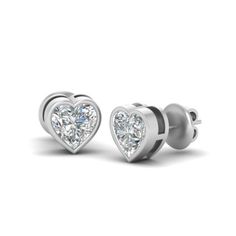 Solitaire Diamond Heart Earrings Diamond Heart Earrings, Stud Earrings Diamond, Engagement Earrings, White Gold Earrings Studs, White Gold Studs, Solitaire Earrings, Earrings Rose Gold, Earrings Diamond, Sterling Silver Stud Earrings