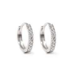 Thin Pave Huggie Hoops Silver Huggie Hoop Earrings, Huggie Hoop Earrings Silver, Small Hoop Earrings Silver, Silver Huggie Earrings, Small Silver Hoop Earrings, Silver Jewlery, Huggie Earrings Silver, White Gold Hoops, Hoop Earrings Silver