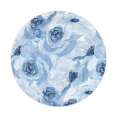 a plate with blue flowers painted on it