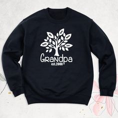 "Grandpa Sweatshirt with Grandkids Names, Custom Papa Sweatshirts, New Grandpa Gift Sweater, Grandfather Birthday Sweatshirts, Grandpa Hoodie Hello, Thanks for your support. Your gladness comes first and all work is done with LOVE in here. Always keep your support, please:) Sweatshirts and hoodies are branded Gildan. HOW TO ORDER GRANDPA SWEATSHIRTS, HOODIES, OR LONG SLEEVE -Please, check and review all photos. -Select Your sweatshirt, hoodie, or long sleeve size and color from drop-down menus. -Choose your quantity as much as you want. -Click ADD TO CART your sweatshirt, hoodie, or long sleeve. You can go back to add more product color for your family members anytime you want or you can complete the checkout process. -Please click the \"Proceed to Check Out\" button GRANDPA SWEATSHIRTS, H Personalized Long Sleeve Cotton Hoodie, Long Sleeve Hoodie With Letter Print For Gift, Cotton Sweatshirt For Birthday In Winter, Cotton Sweatshirt For Winter Birthday, Long Sleeve Fall Birthday Sweatshirt, Winter Long Sleeve Sweatshirt With Name Print, Long Sleeve Winter Birthday Sweatshirt, Personalized Cotton Sweatshirt For Winter, Birthday Long Sleeve Hoodie With Letter Print