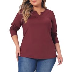 A plus-size brand inspired by the needs of its customers. It allows you to find clothes suitable for various occasions, the appropriate tailoring shows your perfect curve and the comfortable fabric allows you to enjoy a pleasant experience. Introducing Plus Size T-shirt for Women, this Casual Tops Front Long Sleeve Tee Top is the perfect addition to your wardrobe! Made from a soft and breathable fabric, this tee is designed for all-day comfort. Loose and soft long t-shirt tops are a comfortable, Loose Tunic, Perfect Curves, Plus Size Brands, Casual Tunics, Neckline Designs, Casual Tops For Women, Hem Style, Tunic Blouse, Plus Size Blouses