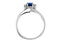 0.43ctw Sapphire and Diamond Ring in 14k White Gold Formal Baguette Cut Sapphire Ring With Diamonds, Formal Sapphire Diamond Ring With Prong Setting, Formal Sapphire Ring With Princess Cut Solitaire, Formal Fine Jewelry Sapphire Ring With Vvs Clarity, White Gold Sapphire Ring With Vvs Clarity, Baguette Cut, White Gold Sapphire Ring Baguette Cut For Formal Occasions, Formal White Gold Sapphire Ring With Baguette Cut, Formal White Gold Sapphire Ring Baguette Cut, Formal Round Cut Sapphire Diamond Ring