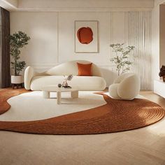 a living room filled with white furniture and lots of windows