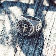 Knights Templar Ring ⋆ Buy online - $245 ⋆ Silver ring (crosses and shield) Symbolic Rings With Polished Finish For Commemoration, Sterling Silver Commemorative Round Rings, Sterling Silver Commemoration Rings, Symbolic Silver Ring For Commemoration, Symbolic Sterling Silver Engraved Ring For Commemoration, Heirloom Silver Rings For Commemoration, Silver Symbolic Engraved Ring For Commemoration, Symbolic Rings With Oxidized Finish For Collectors, Symbolic Silver Engraved Ring For Commemoration