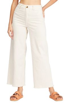 Dial in a retro vibe in these wide-legged pants cut to a cute, cropped length. 27 1/2" inseam; 22" leg opening; 12" front rise; 16" back rise (size 29) Zip fly with button closure Back patch pockets 98% cotton, 2% elastane Machine wash, tumble dry Imported Women's Clothing Floral Palazzo Pants, Striped Palazzo Pants, Salty Blonde, Womens Palazzo Pants, Black Harem Pants, Things I Need To Buy, Fall Pants, Free Falling, Cropped Wide Leg Pants