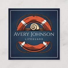 the logo for avery johnson lifeguard is shown in blue and orange with an image of