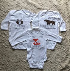 Woodland theme baby outfit, Woodland baby outfit, Woodland themed babyshower Woodland Theme Onesies, Unisex Cute Onesie For Birthday, Cute Personalized Cotton Onesie, Cute Unisex Bodysuit For Birthday, Cute Unisex Onesie With Name Print, Cute White Onesie With Character Print, Cute White Onesie With Cartoon Print, Cute White Bodysuit For Gender Reveal, Cute White Cartoon Print Onesie