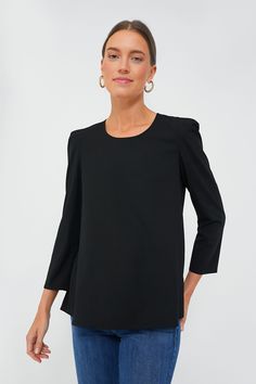 Black Bedford Top Chic Solid Color Blouse For Work, Tailored Sleek Tops For Work, Chic Solid Blouse For Work, Sleek Tops For Workwear, Tailored Fall Blouse For Workwear, Tailored Tops For Business Casual In Fall, Chic Stretch Blouse For Business Casual, Chic Workwear Top In Solid Color, Tailored Chic Blouse For Fall