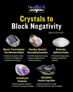 🌟 Ever felt negativity clogging up your aura? A proven antidote to that gloomy atmosphere is the utilization of crystals renowned for their shielding traits.  🔮 You, the witches and wizards of the enigmatic void, may already be acquainted with the potent charm of crystals. They're not only pleasing to the eye, but they also offer a spectrum of benefits. Foremost among these is their capacity to fend off negative energy, crafting a haven for your spirit to flourish. Crystals For Negativity, Crystal To Ward Off Negativity, Crystals That Protect From Negativity, Crystals For Banishing Negativity, Crystals To Remove Negative Energy, Crystals To Ward Off Evil Spirits, Crystals For Nightmares, Black And White Crystals