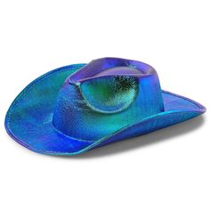 Add this cute youth cowboy hat to your costume accessories for a Halloween party, rodeo, festival, cowboy-themed birthday party, or performance. The metallic cowboy hat is ideal to show off your style while line dancing or bull riding. The comfortable and lightweight non-woven EVA material will be sure to block out the sun while the blue and green holographic colors will add a touch of flare. Pair this hat with your favorite dress, cowboy boots, denim, and more! The cowboy hat measures 14.5 x 11 Cowboy Themed Birthday Party, Kids Cowboy Hats, Up Halloween Costumes, Cowboy Costume, Cowgirl Costume, Western Cowboy Hats, Western Hats, Cowgirl Hats, Halloween Party Costumes