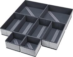 six black and white chevroned boxes with dividers