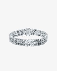 Suzanne Kalan Classic Diamond Triple Row Tennis Bracelet in 18k white gold Diamonds Bracelet, Suzanne Kalan, Diamond Tennis Bracelet, Baguette Diamonds, Box Clasp, Expensive Jewelry, Tennis Bracelet Diamond, Timeless Jewelry, Diamond Bracelets