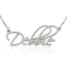 Diamond Name Necklace, Fancy Script, Name Necklaces, Custom Name Necklace, Diamond Clarity, Name Necklace, White Gold Diamonds, Diamond Shapes, Colored Diamonds