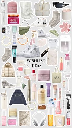 a poster with many different types of items in the shape of a circle and text that reads wishlist ideas